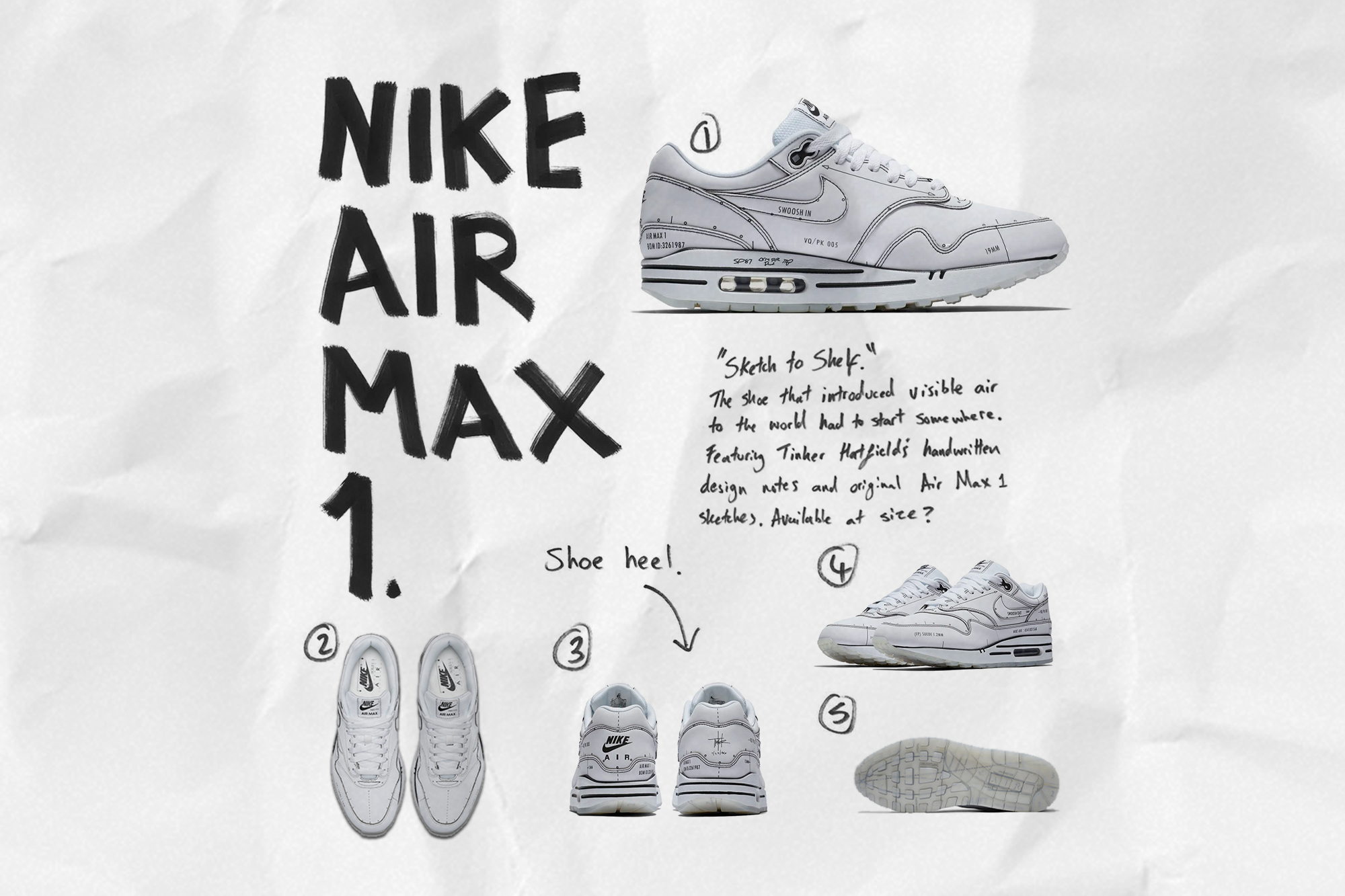 【新品未使用】国内正規品 NIKE AIR MAX 1 SKETCH TO SHELF WHITE ナイキ エアマックス 白 28.5cm us10.5 